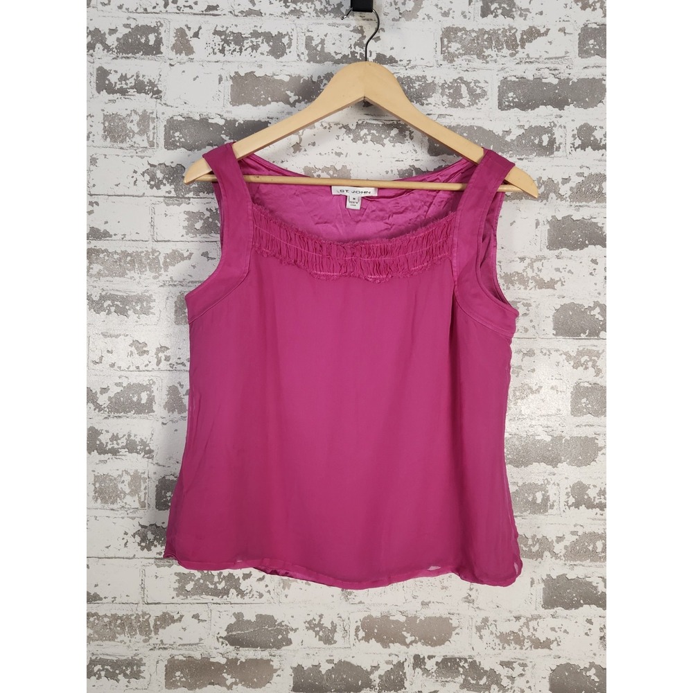 St John Silk Blouse Size Medium Medium Pink‎ Sleeveless